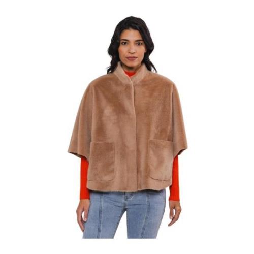 Faux Fur Cape Dewi Twig Rino&Pelle , Brown , Dames