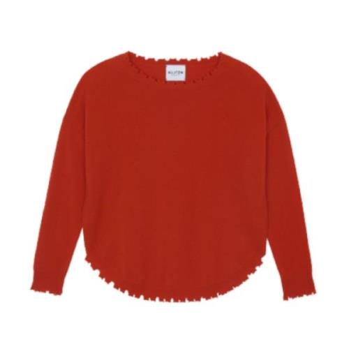 Cashmere Ronde Hals Trui - Oranje Rood Kujten , Red , Dames