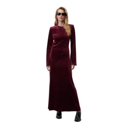 Bordeaux Fluweel Maxi Jurk met Open Rug Undress Code , Red , Dames