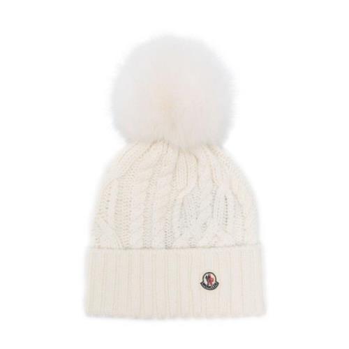 Witte Pom-Pom Beanie Hoed Moncler , White , Dames