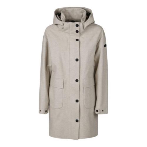 Shell Parka Jas met Wollen Mix RRD , Beige , Dames