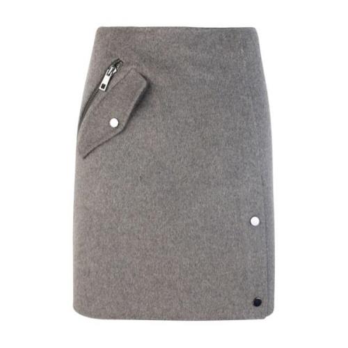 Grijze wollen rok met zakdetail P.a.r.o.s.h. , Gray , Dames