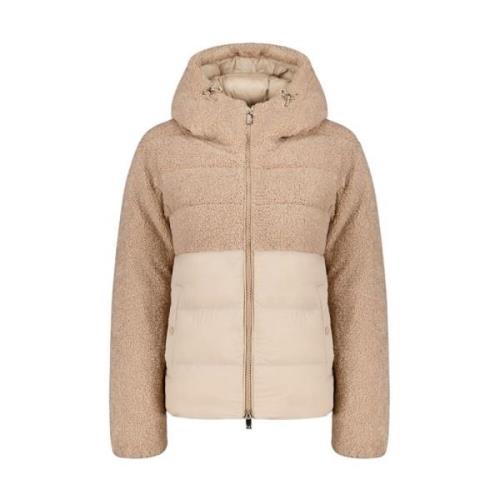 Bonilla - Beige hybride donsjack in teddy met capuchon Ciesse Piumini ...