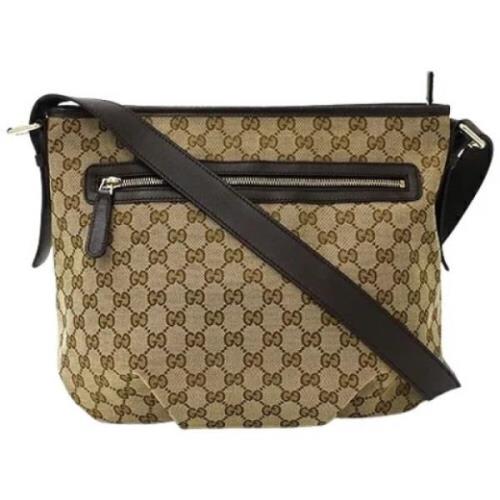 Pre-owned Canvas shoulder-bags Gucci Vintage , Beige , Dames