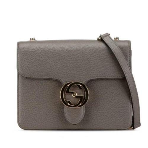 Pre-owned Leather shoulder-bags Gucci Vintage , Gray , Dames