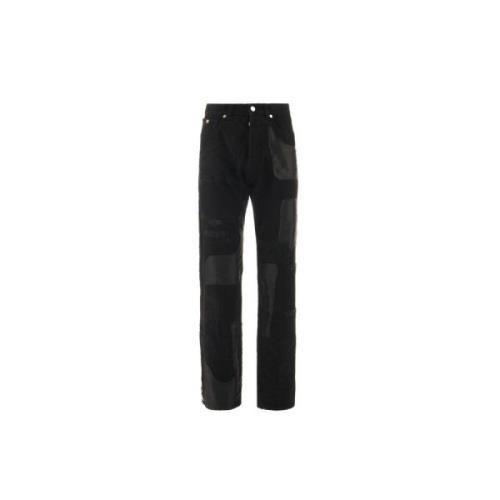 Jeans met rechte pijpen en patch John Richmond , Black , Heren