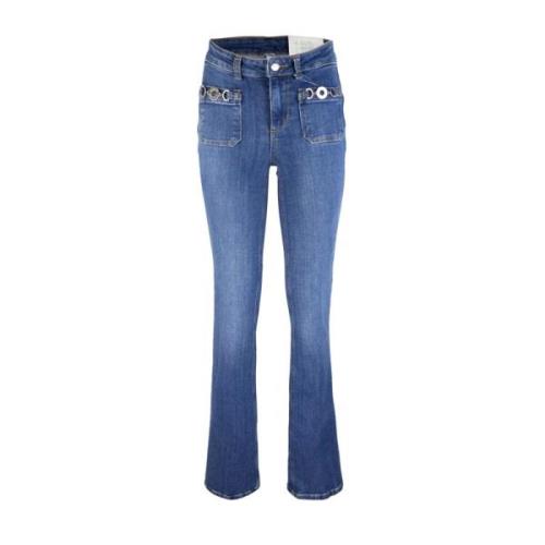 Blauwe Straight Fit Jeans Rits Sluiting Liu Jo , Blue , Dames