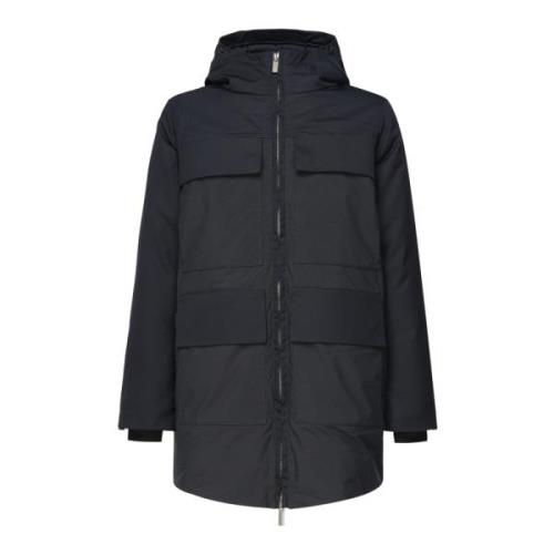 Blauwe Diepte Nylon Parka met Capuchon K-Way , Blue , Heren