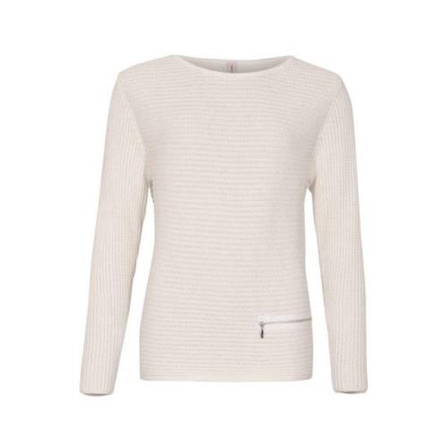 Katoen Rits Pullover Jumper Skovhuus , Beige , Dames