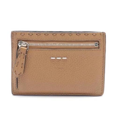 Pre-owned Leather wallets Fendi Vintage , Beige , Dames