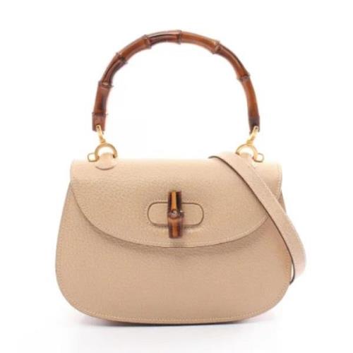 Pre-owned Leather handbags Gucci Vintage , Beige , Dames