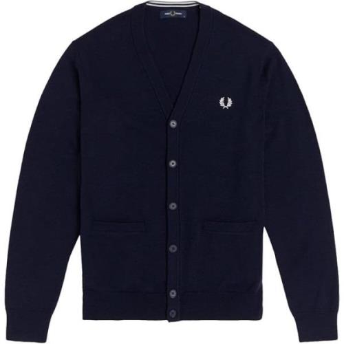 Merino Katoen Klassieke Vest Navy Fred Perry , Blue , Heren