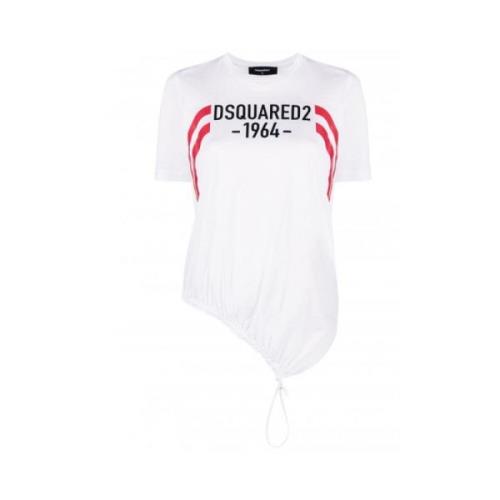 Ronde Hals Bedrukt Logo T-Shirt Dsquared2 , White , Dames