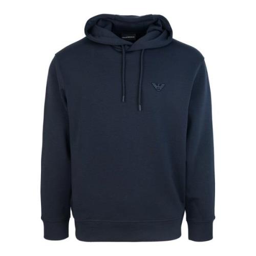 Blauwe hoodie trui met adelaar logo Emporio Armani , Blue , Heren