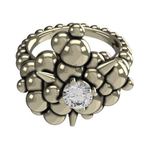 Ring met puntige bol en geelgouden diamant John Richmond , Brown , Dam...