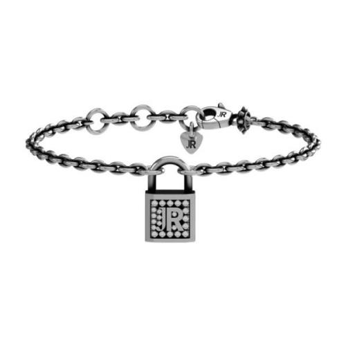 Hangslot armband met diamanten en logo John Richmond , Gray , Dames