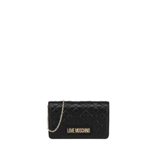 Zwarte schoudertas met gouden details Moschino , Black , Dames