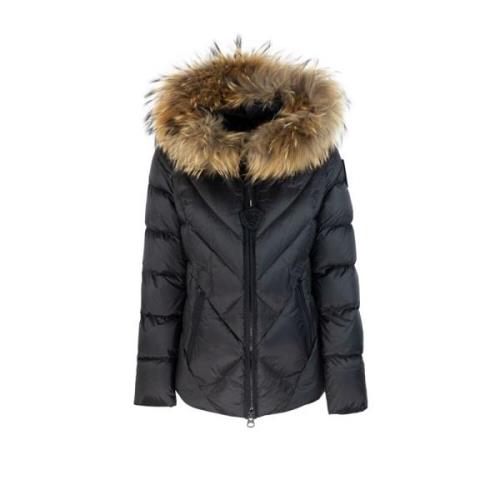 Zwarte jas met afneembare bontkraag Blauer , Black , Dames