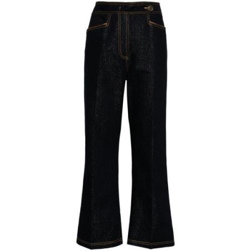 Indigo Blauw Denim Metallic Jeans Etro , Blue , Dames