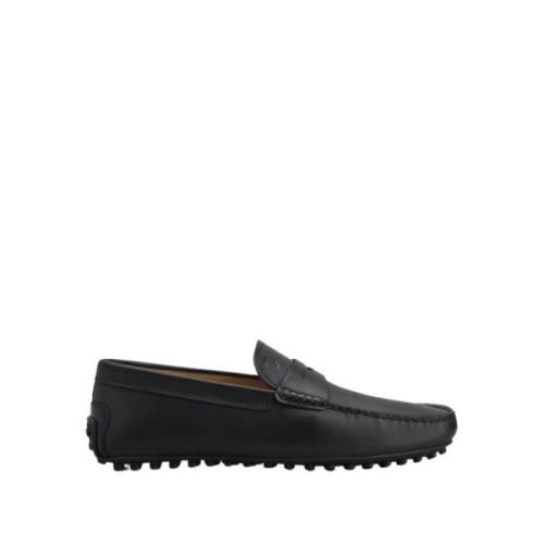 Zwarte Leren Mocassin met Picot Detail Tod's , Black , Heren