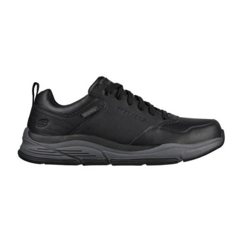 Waterdichte Leren Sneaker Skechers , Black , Heren