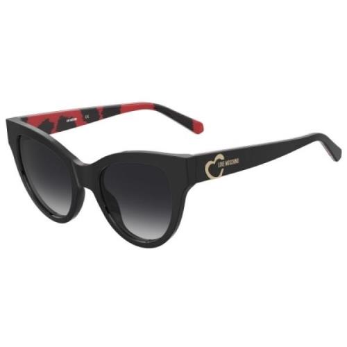 Zwarte Acetaat Dames Zonnebril Love Moschino , Black , Dames