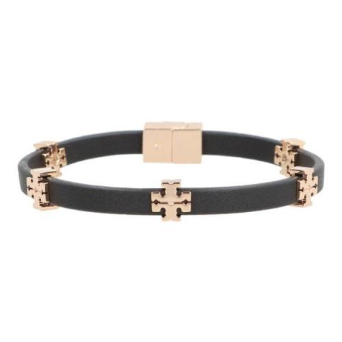 Stijlvol logo bedel imitatie leren armband Tory Burch , Black , Dames