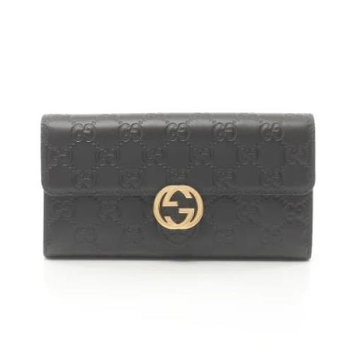 Pre-owned Leather wallets Gucci Vintage , Black , Dames