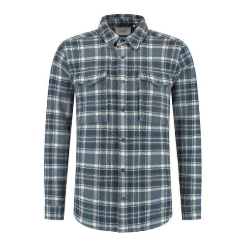 Geruit Twill Overshirt Regular Fit Pure Path , Blue , Heren