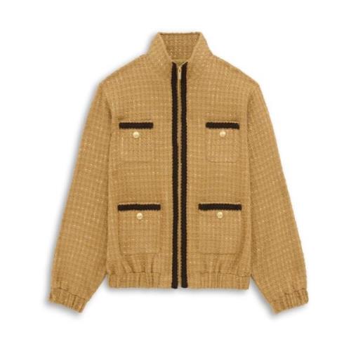 Tweed Track Jacket Drole de Monsieur , Beige , Heren