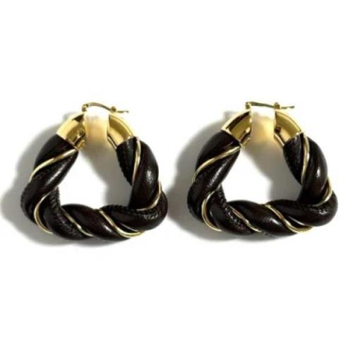 Pre-owned Leather earrings Bottega Veneta Vintage , Black , Dames