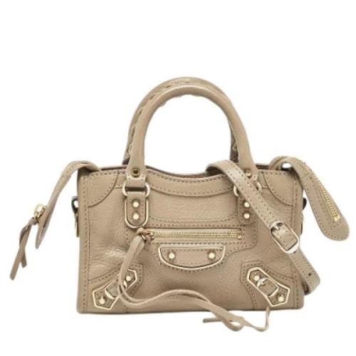 Pre-owned Leather totes Balenciaga Vintage , Beige , Dames