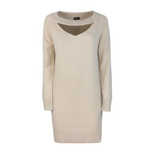 Beige Gebreide Jurk Cut Out Boothals Liu Jo , Beige , Dames