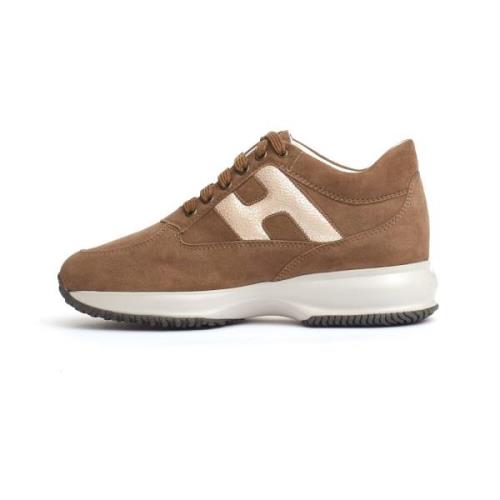 Beige Suède Interactieve Sneakers Hogan , Beige , Dames