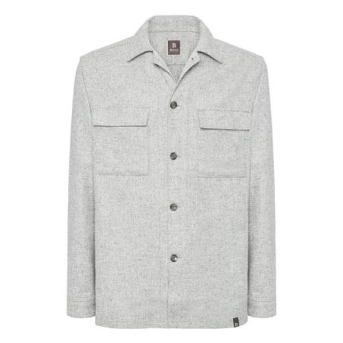 B Wool and Tencel Camp Overshirt Boggi Milano , Gray , Heren