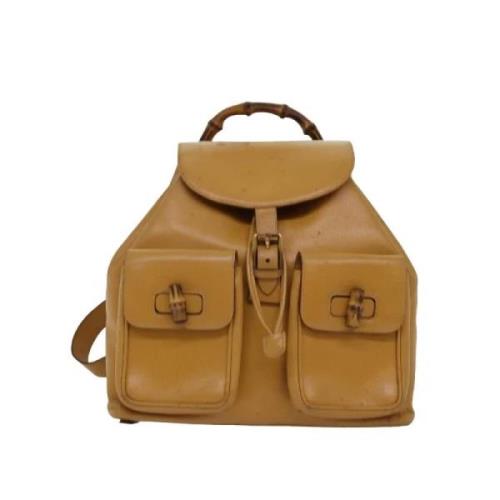 Pre-owned Leather backpacks Gucci Vintage , Yellow , Dames