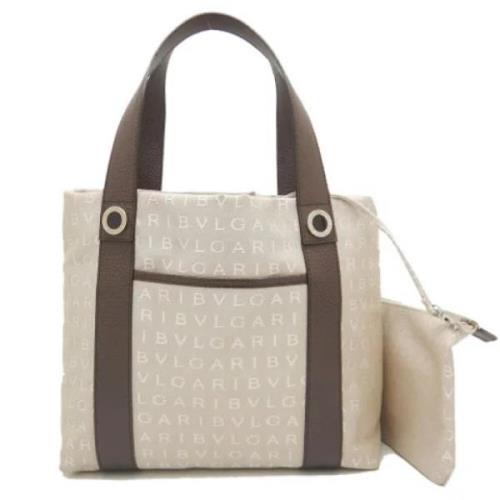 Pre-owned Canvas handbags Bvlgari Vintage , Beige , Dames