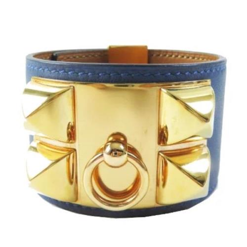 Pre-owned Leather bracelets Hermès Vintage , Blue , Dames