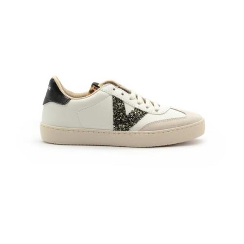 Gevlekte leren sneakers met glitterdetail Victoria , Multicolor , Dame...