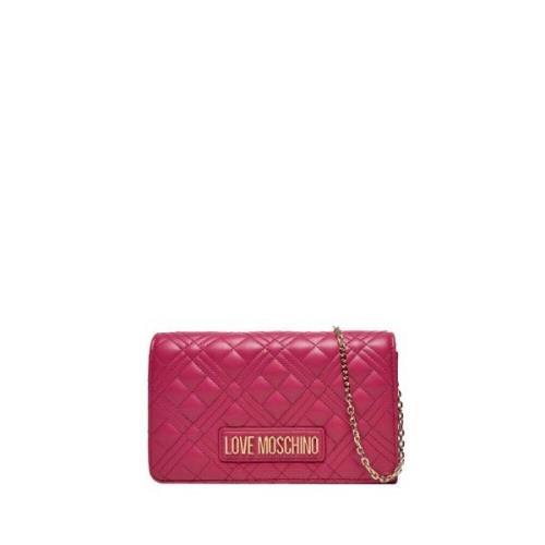 Fuchsia Schoudertas met Gouden Details Moschino , Pink , Dames