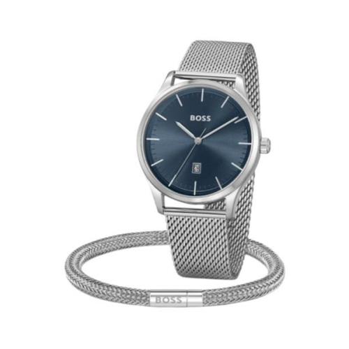 Roestvrijstalen grijze herenhorloge Hugo Boss , Gray , Heren