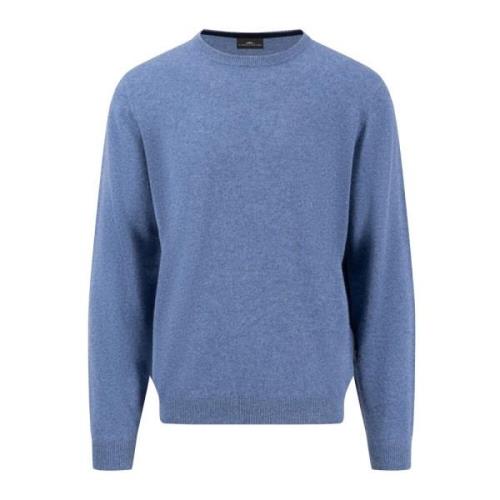 Kasjmier O-Neck Trui Fynch-Hatton , Blue , Heren