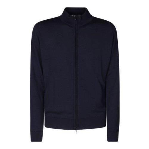 Luxe Merinowol Volledige Rits Jas John Smedley , Black , Heren