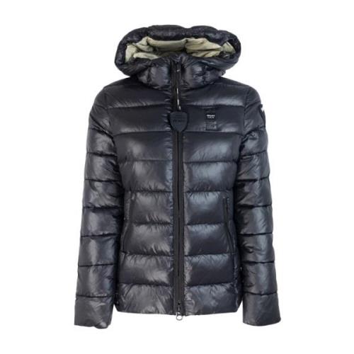 Zwarte jas met ruitpatroon Blauer , Black , Dames