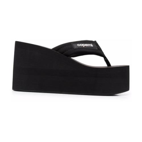 Zwarte Logo Patch Teenslippers Coperni , Black , Dames