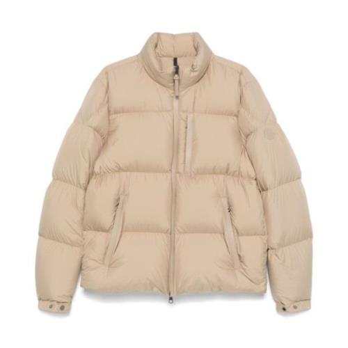 Gewatteerde Beige Jas Gewatteerd Ontwerp Moncler , Beige , Heren