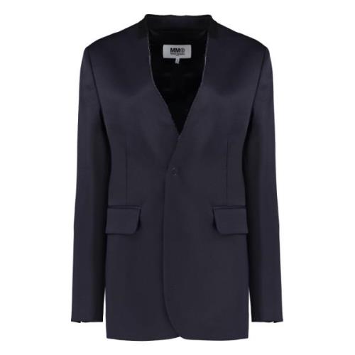 Wollen blend blazer Eén knoopsluiting MM6 Maison Margiela , Blue , Dam...