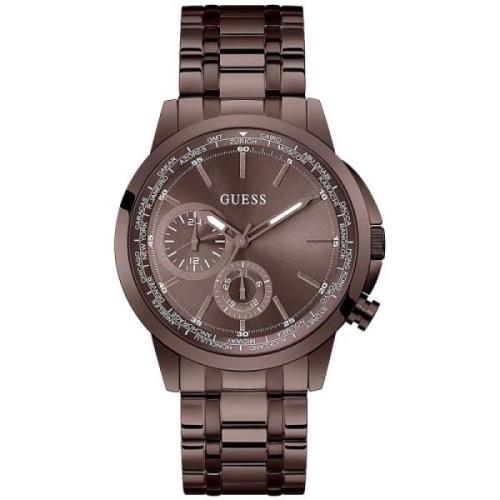 Zwarte herenhorloge van roestvrij staal Guess , Black , Heren