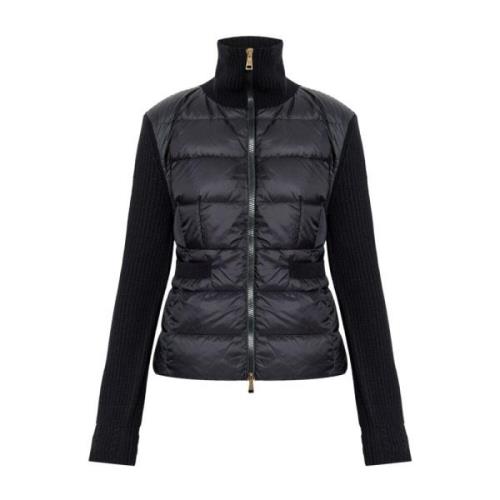 Zwarte Gewatteerde Puffer Cardigan Wolmix Moncler , Black , Dames