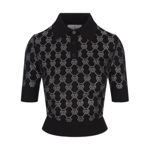 Strass Monogram Zwart Poloshirt Philipp Plein , Black , Dames